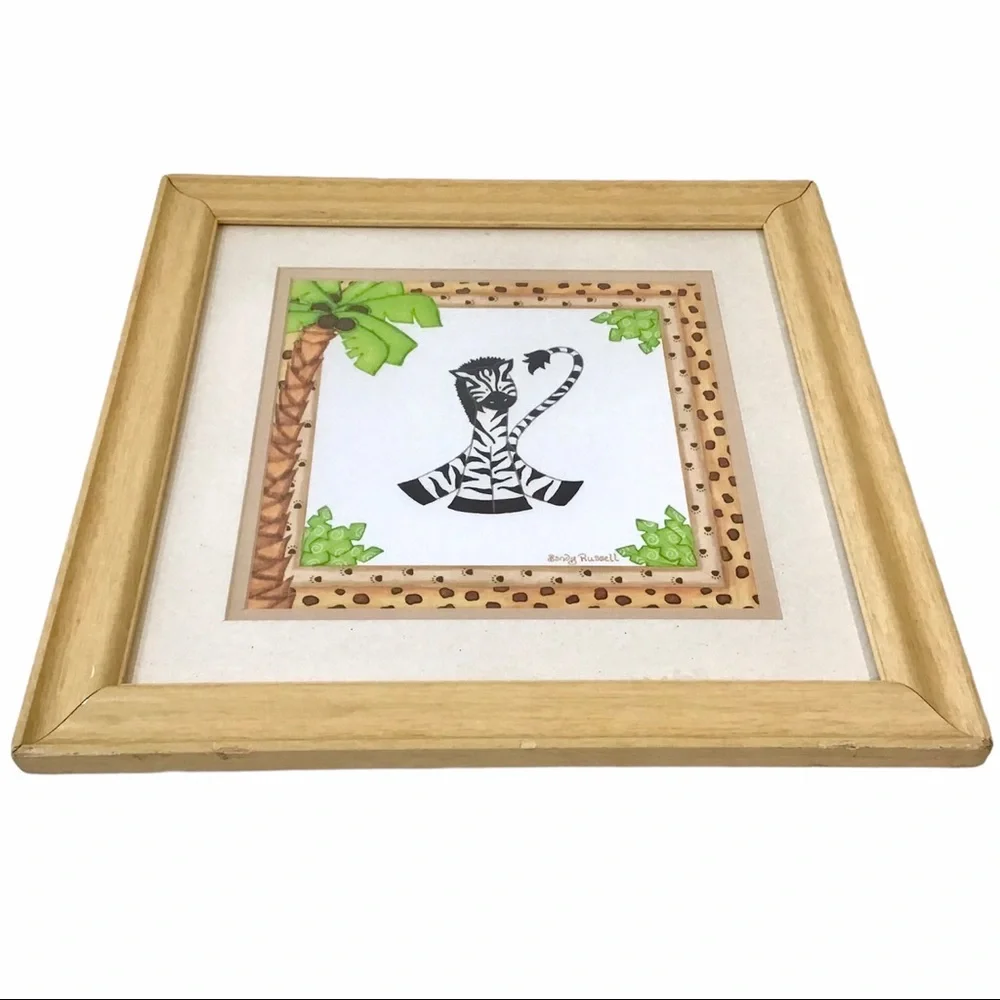 Zebra Print Framed Matted Picture Sandy Russell Child’s Bedroom Nursery Target